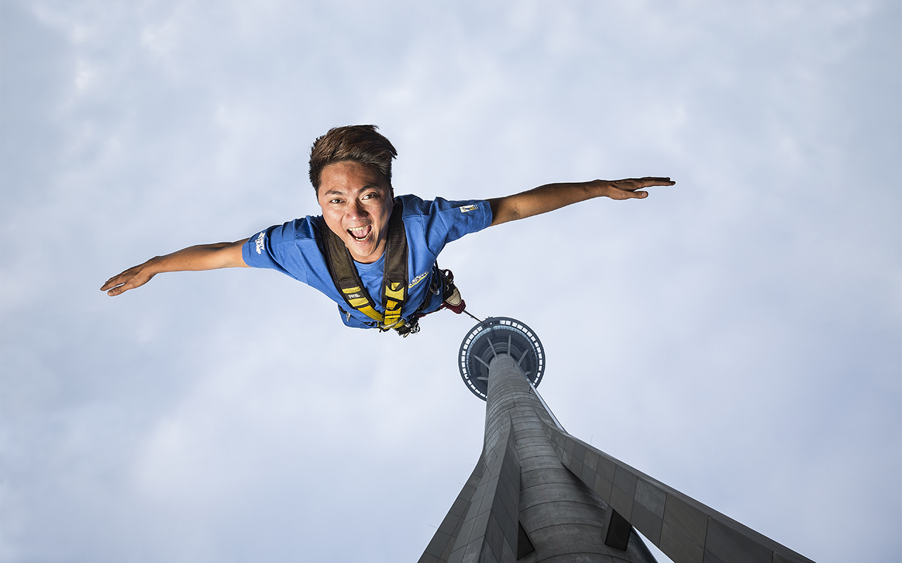 Get your adrenaline pumping! Looking for a rush? Experience the world's highest Bungy Jump from the Macau Tower, China. Photo courtesy: AJ Hackett Bungy / Macau Tower
