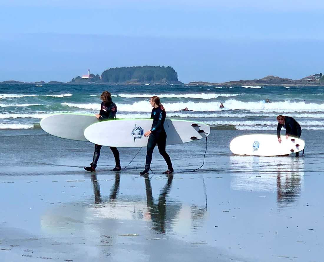 Surfers Wickaninnish Beach Tofino. Vancouver to Tofino Road Trip. Photo: Wendy Nordvik-Carr©