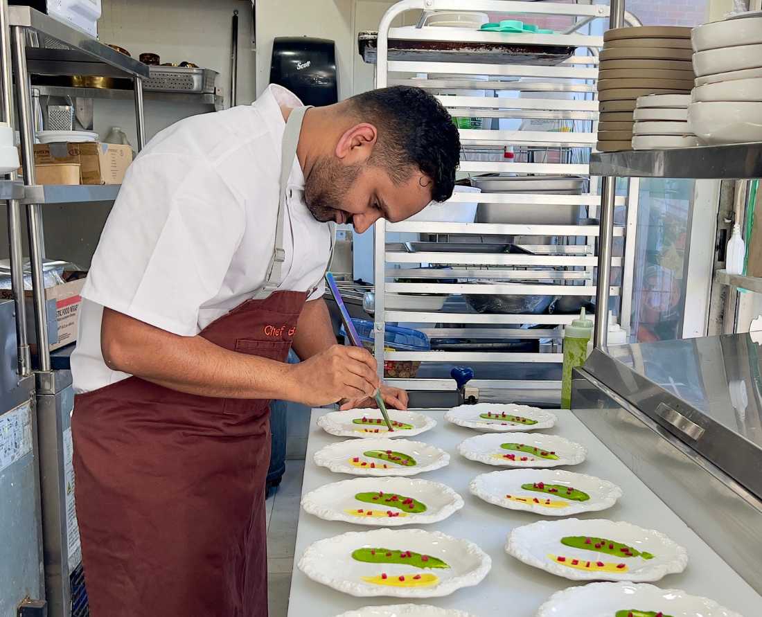 Executive Chef Bal Ajgaonkar prepares Chukandar Croquettes