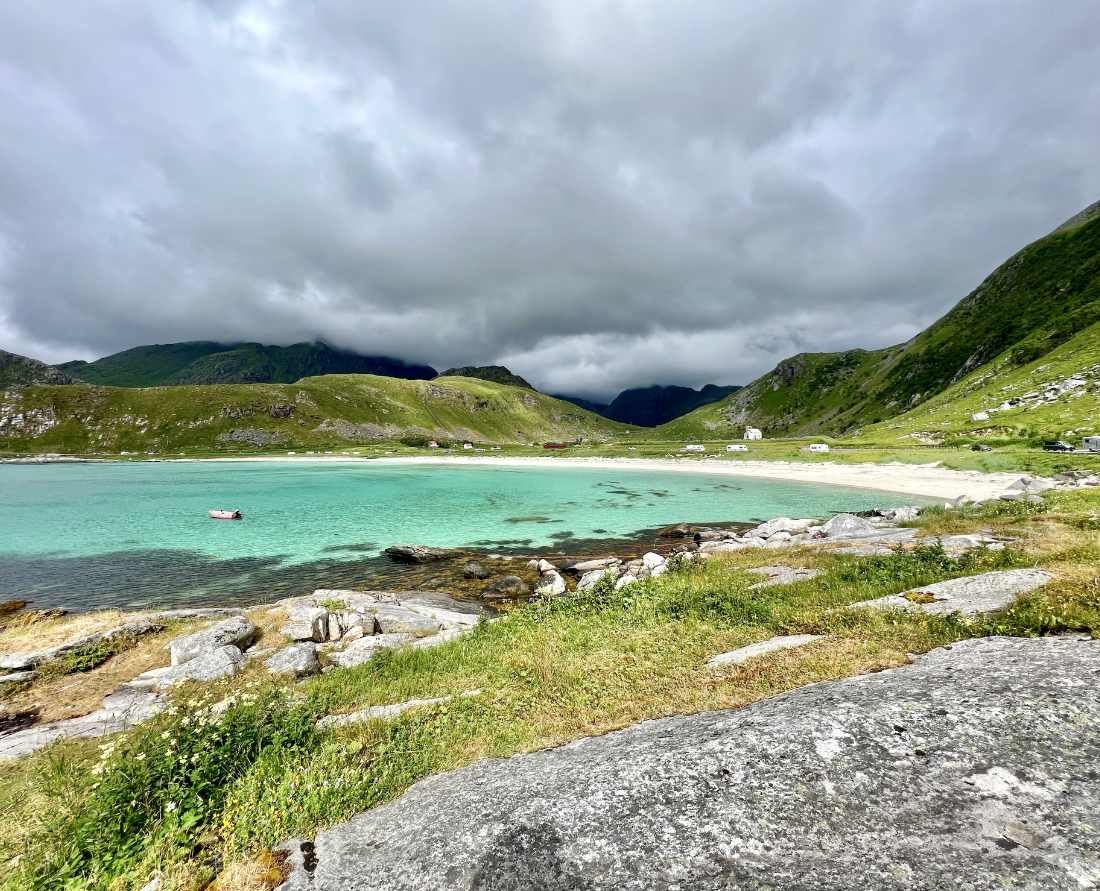 Haukland Beach near Leknes, is one of the beautiful beaches in Lofoten Islands